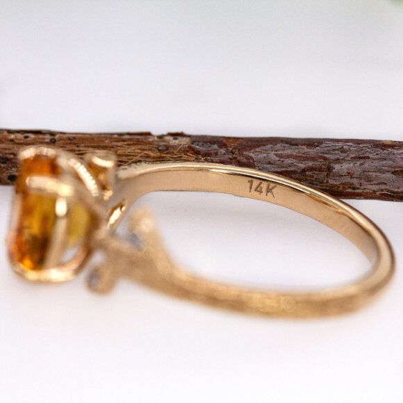 1.1cts Citrine Ring in 14K Solid Gold with Natural Diamond Accents - Picture 8 of 8